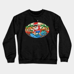 Hawaii Tropical Summer Dabbing Santa Surfing Retro Christmas In July Crewneck Sweatshirt